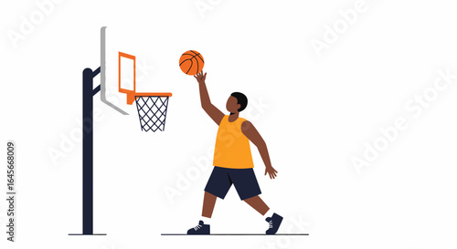 Basketball player about to shoot the ball, dynamic sports action illustration concept