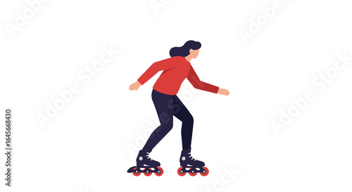 Woman rollerblading with dynamic energy, vibrant colors, perfect for active lifestyle content