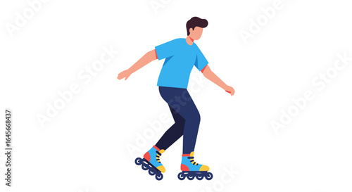 Energetic person rollerblading with dynamic movement for recreational fun or sports activity