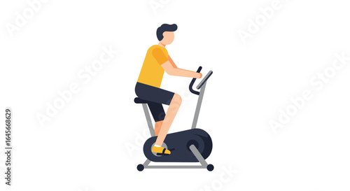 Man exercising on stationary bike, healthy lifestyle, fitness, cardio workout, gym