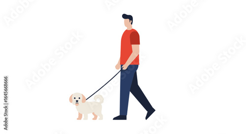 Man enjoying a walk with his happy dog, a perfect day for pet owners and animal lovers