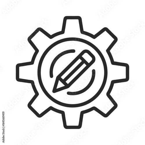 Gear icon with pencil symbol for settings and customization
