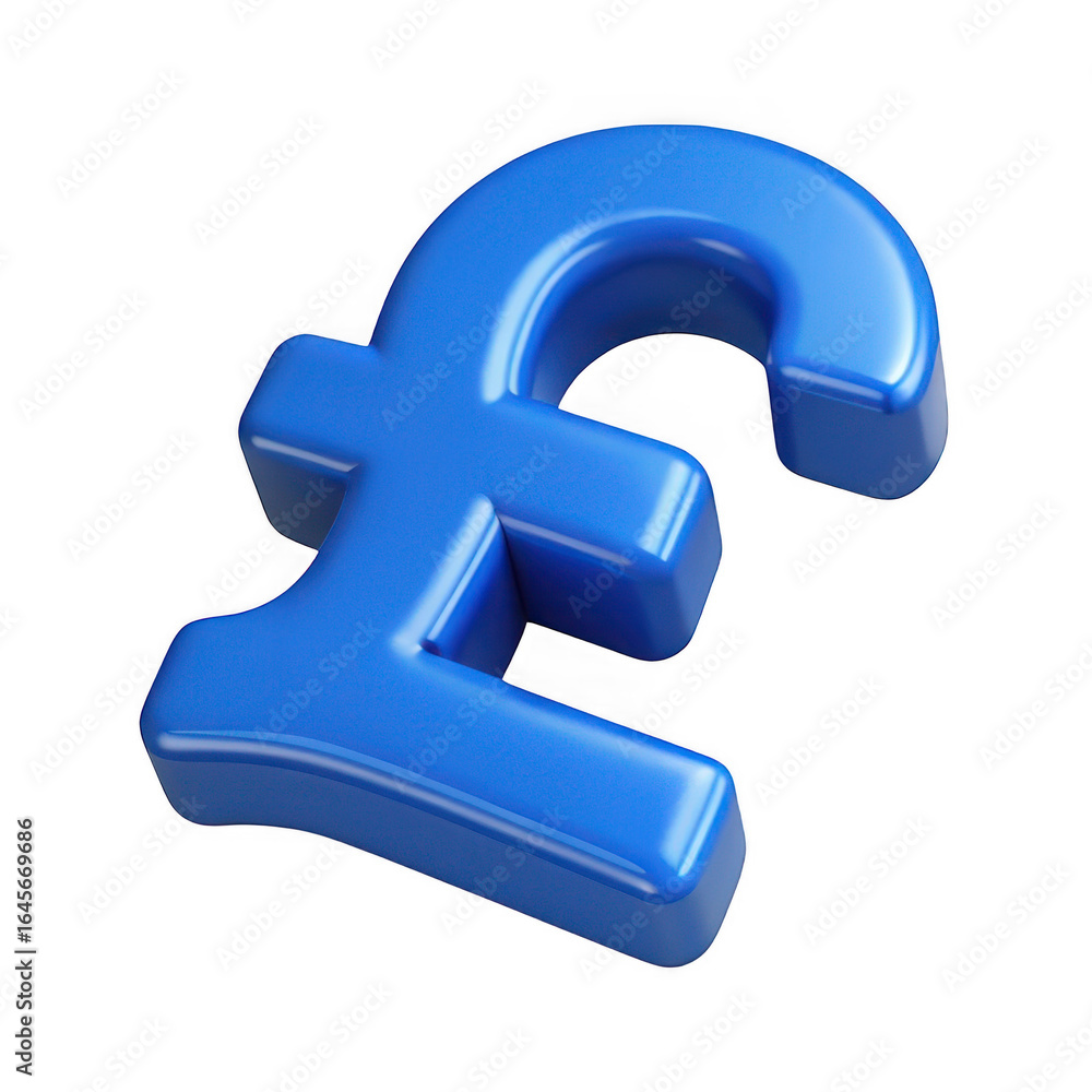 Obraz premium 3d blue pound sterling symbol