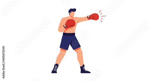 Dynamic boxer throwing a powerful punch, athletic prowess and sportsmanship in every strike, ready for action