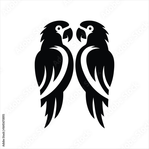 parrot  vector silhouette outline logo design illustration