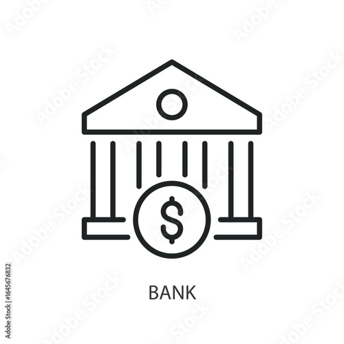 Bank thin line vector icons.