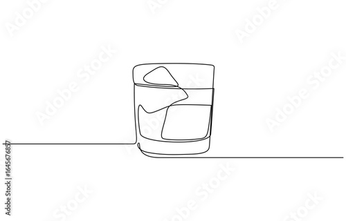 Continuous one line drawing of Whiskey in glass vector illustration. Editable outline
