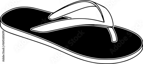 Black and White Flip Flop Vector Illustration
