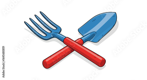 Crossed Garden Fork and Trowel Hand Tools.