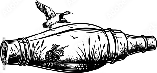 Duck Call Outline Duck Hunting Illustration - Vector Outline
