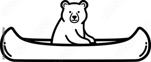 Bear in Canoe SVG Vector Outline

