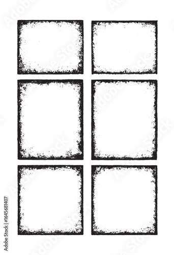 Distressed grunge grid with rough edges, suitable for abstract backgrounds or artistic design overlays.
