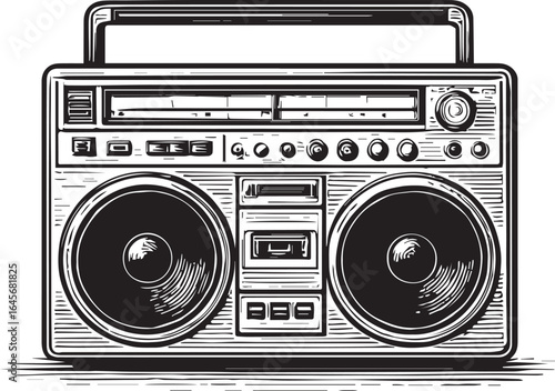 vintage cassete player hand drawn vector illustration