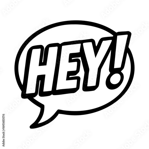 HEY Comic Speech Bubble Text Graphic