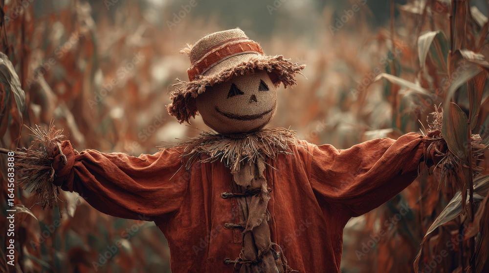 Fototapeta premium Halloween Scarecrow in Cornfield