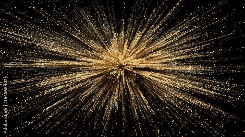 Obraz premium Golden Sparkle Explosion on Black Background Creating a Dazzling Abstract Pattern for Innovative Designs