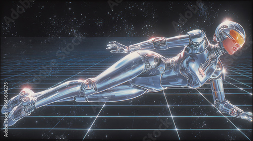 Vintage Cyberpunk Female Android Retro Art