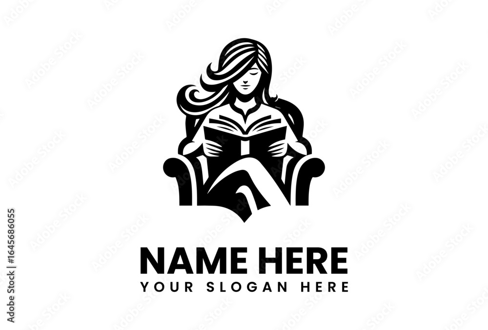 Elegant Silhouette of a Woman Reading a Book in a Comfortable Chair.