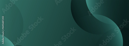 A dark green background with smooth, overlapping circles. The background is green with a gradient texture, creating a modern, abstract style. Minimal abstract circles vector gradient background