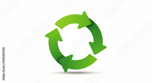 Three Green Arrows Forming a Circular Recycling Symbol with Gradient