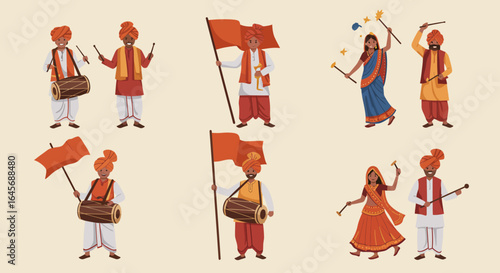 Vibrant illustrations capture the essence of Indian culture and traditional festivals, showcasing joyful folk music and dance performances, bringing a lively celebration to life.