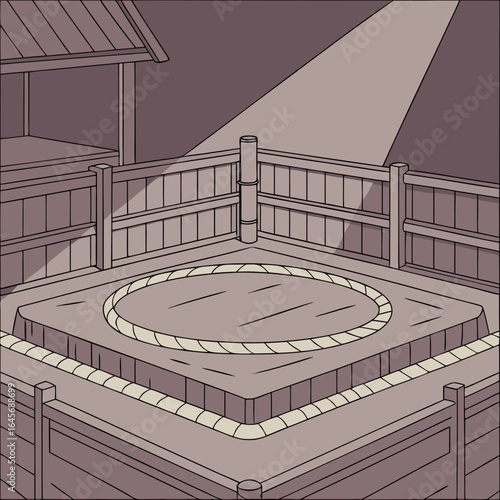 Cartoon Illustration of a Sumo Wrestling Ring.