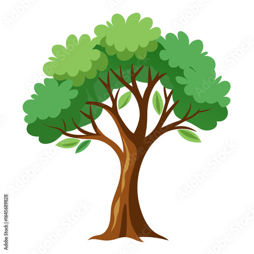 Stylized olive tree with muted green leaves and brown trunk