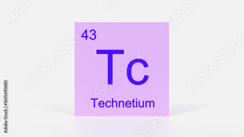 Technetium Element 3D Render - Periodic Table Box with Atomic Number 43, Scientific Education, Chemistry Classroom, Modern Science Poster, and Laboratory Wall Art