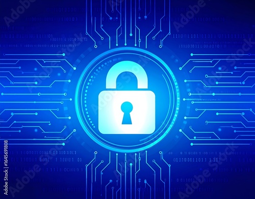 Digital lock on a circuit board background