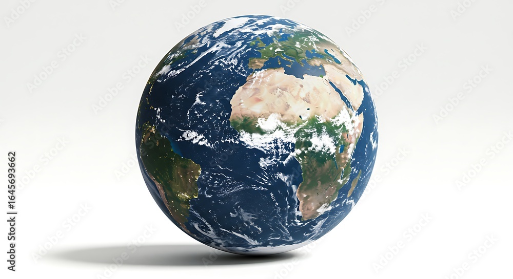 Fototapeta premium Detailed Earth Globe Showing Continents on White Background