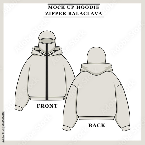 Premium Balaclava Mock up Vector front and back, Color and Design can be changed.