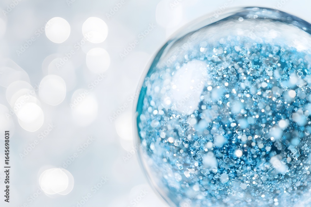 custom made wallpaper toronto digitalA close-up of blue and white cells in an organic sphere, with the background being a blurred light gradient from dark to bright, creating a soft-focus effect. 