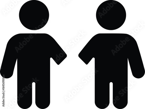 Two black abstract person icons standing side by side on a transparent background