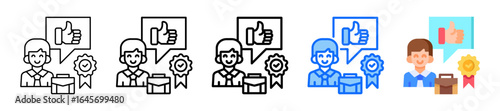 Work Recognition Icon In 5 Different Styles Set Collection