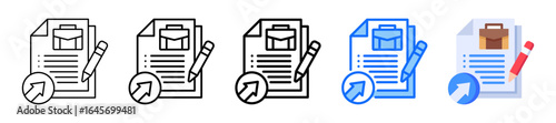 Job Reference Icon In 5 Different Styles Set Collection