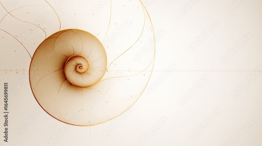 Obraz premium Abstract spiral pattern with smooth curves and subtle gradients showcasing natural geometry and elegance in a minimalistic design style