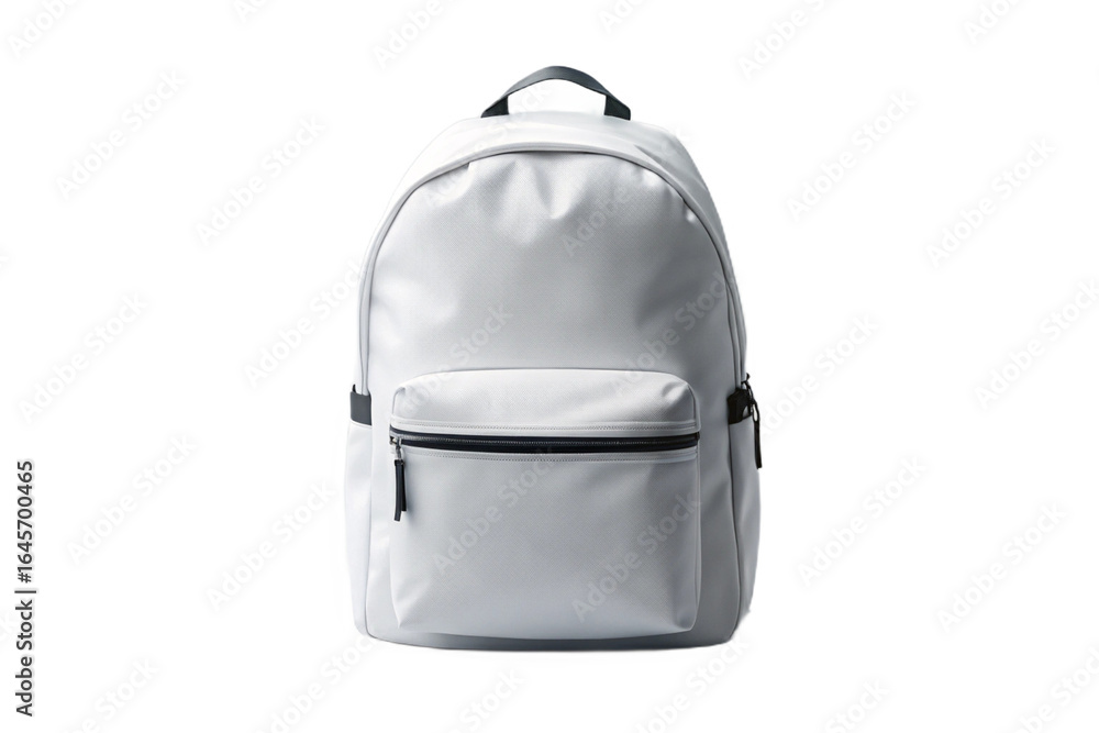 Fototapeta premium Simple white backpack with black zipper detail