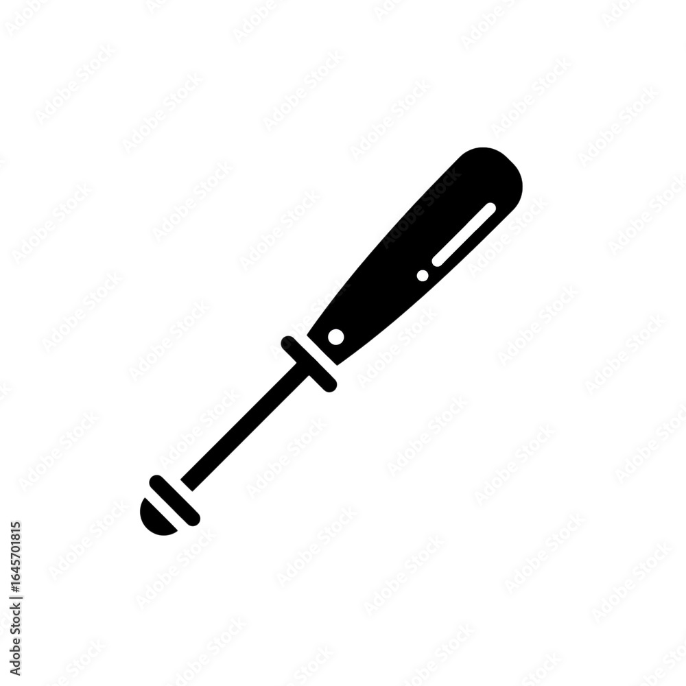 A clean, high-contrast silhouette of a basic hand tool, likely a screwdriver, with a prominent handle and shaft, isolated against a dark background, representing utility. A clean, high-contrast silhouette of a basic hand tool, likely a screwdriver, with a prominent handle and shaft, isolated against a dark background, representing utility.