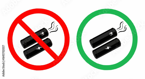 No smoking, No vaping combined sign. Smoking & vaping area or allowed symbol. High resolution vector icon