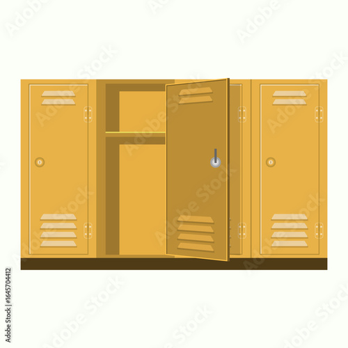 Yellow School steel locker vector flat design.