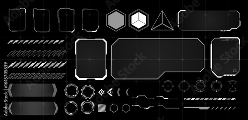 Set futuristic interface element white vector editable