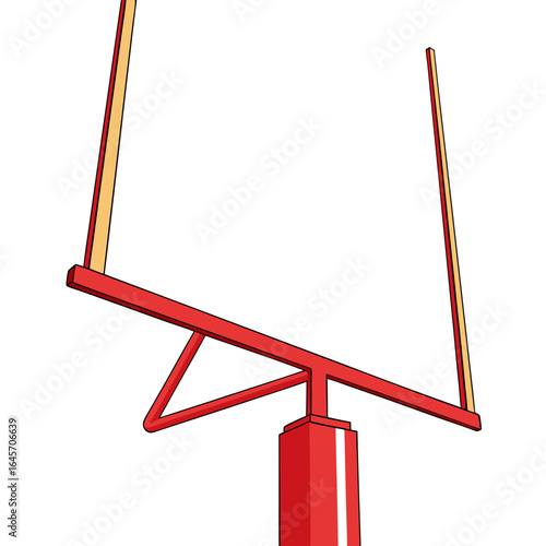 Red Football Goal Post with Horizontal Bar and Supports.