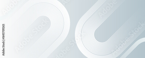 White Minimal Abstract Background. Modern shiny white diagonal rounded lines pattern. Minimal geometric.