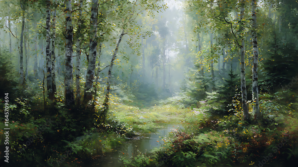 Obraz premium A gentle breeze rustling the leaves of a forest (3)