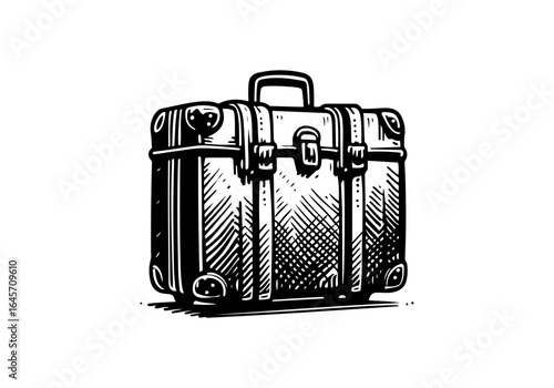 Trunk Suitcase hand drawn vector illustration
