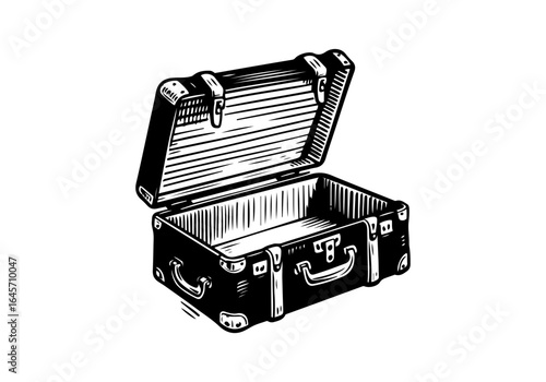 Trunk Suitcase hand drawn vector illustration