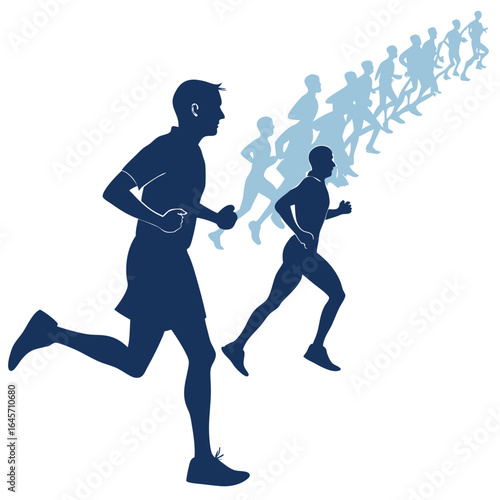 Running Competition Silhouette Illustration.