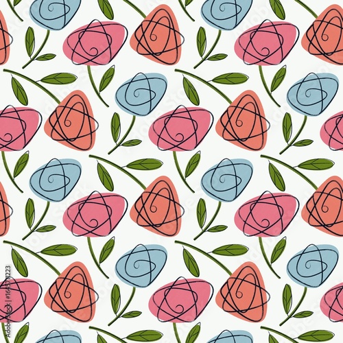 seamless pattern with beautiful dreams flowers 