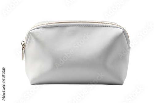 Simple white zippered pouch on a black background