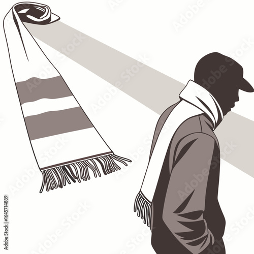 Stylish Man in Winter Attire with Scarf and Cap.
